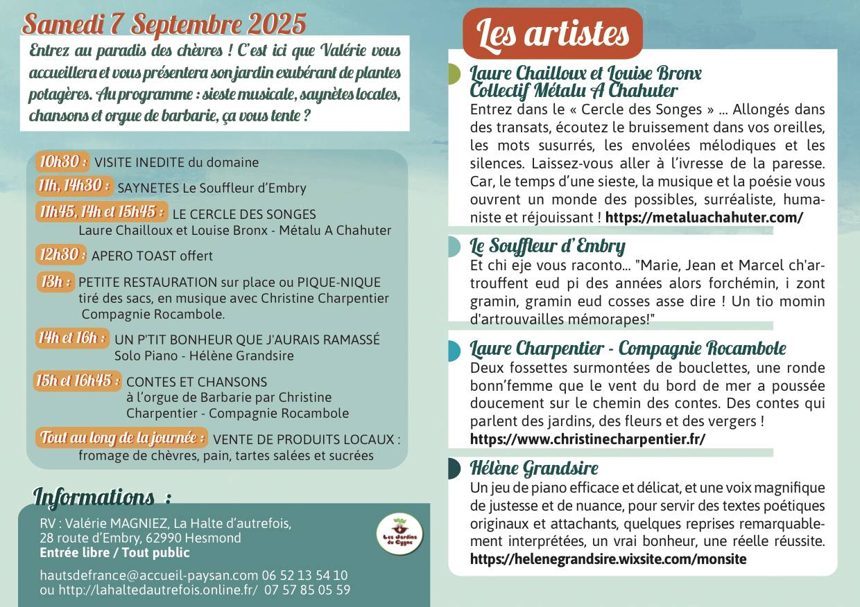 programme événement Hauts de France Jardins en scène 2025 septembre