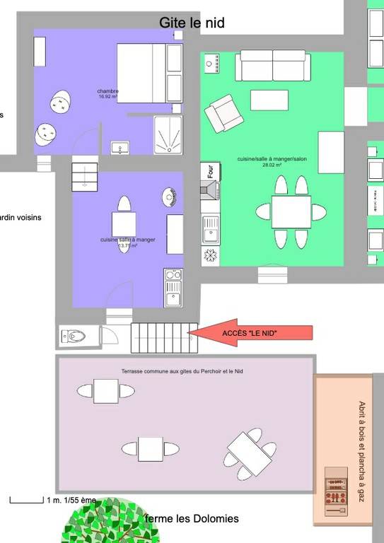 plan du gîte - Hébergement touristique Bourgogne-Franche-Comté Jura gîtes du passage : "le nid"