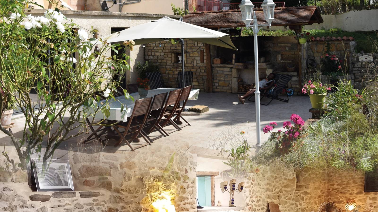 terrasse et salle - Hébergement touristique Grand Est Vosges Gîte de groupe : 15 hébergement, salle de réception 40 places assises