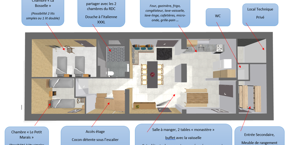 plan RdC -  GITE DE GRAND LIEU (Pays de la Loire, Loire-Atlantique)