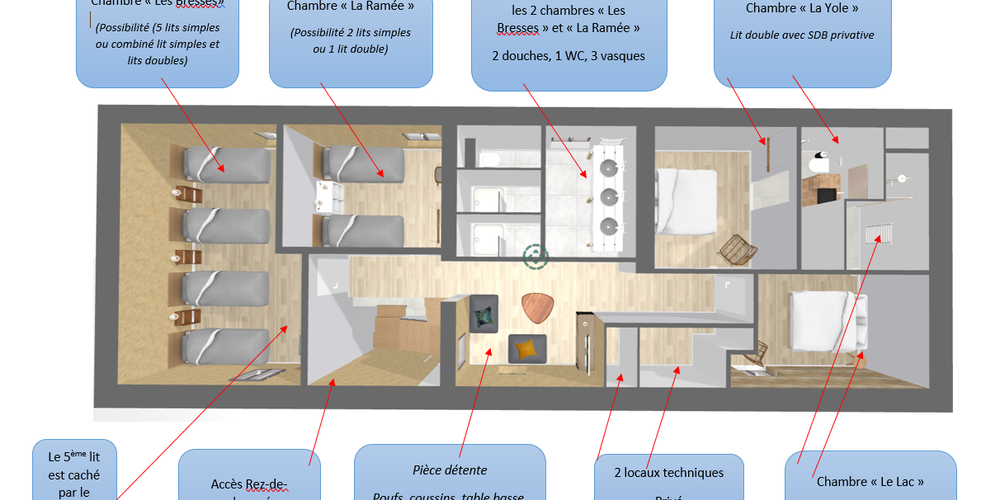 plan Etage -  GITE DE GRAND LIEU (Pays de la Loire, Loire-Atlantique)