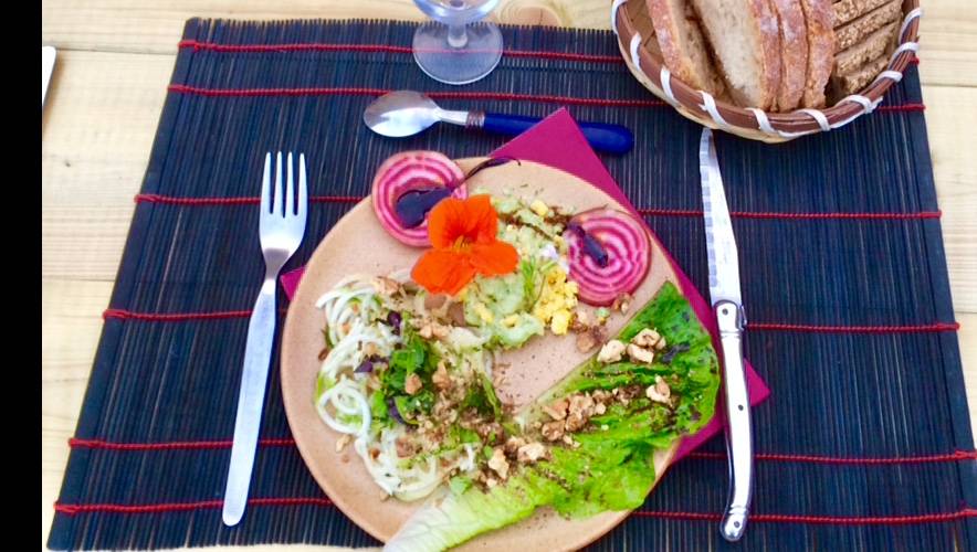 Repas à base de produits du potager -  Ferme de Cabessières (Occitanie, Aveyron)