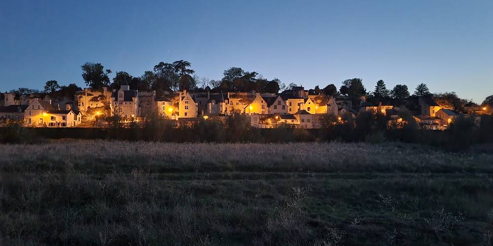 Vue sur Souzay depuis l'île -  LA FERME DU PORT (Pays de la Loire, Maine-et-Loire)