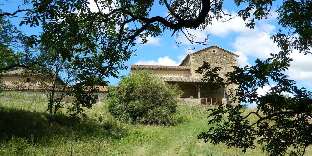 la Galine - A la sortie du bois, vue sur le gîte -  DOMAINE DE PUY SAINT JAMMES (Occitanie, Tarn)